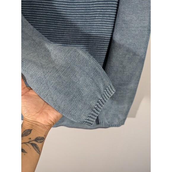 Carbon2Cobalt Sweater Men Size XL Blue Henley Crewneck Knit Ribbed Waterman LS - Picture 4 of 6